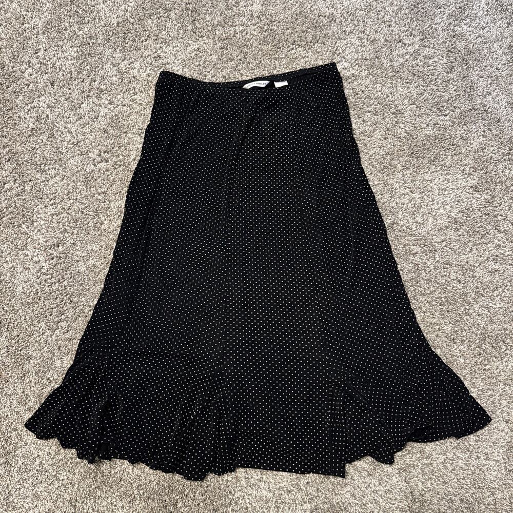 Ladies Laura Ashley Black & White Polka Dot Midi Skirt Sz S